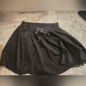 Black Lace-Up Lace Trim Hot Topic Size 2 Skirt Gothic Dark Academia Alternative